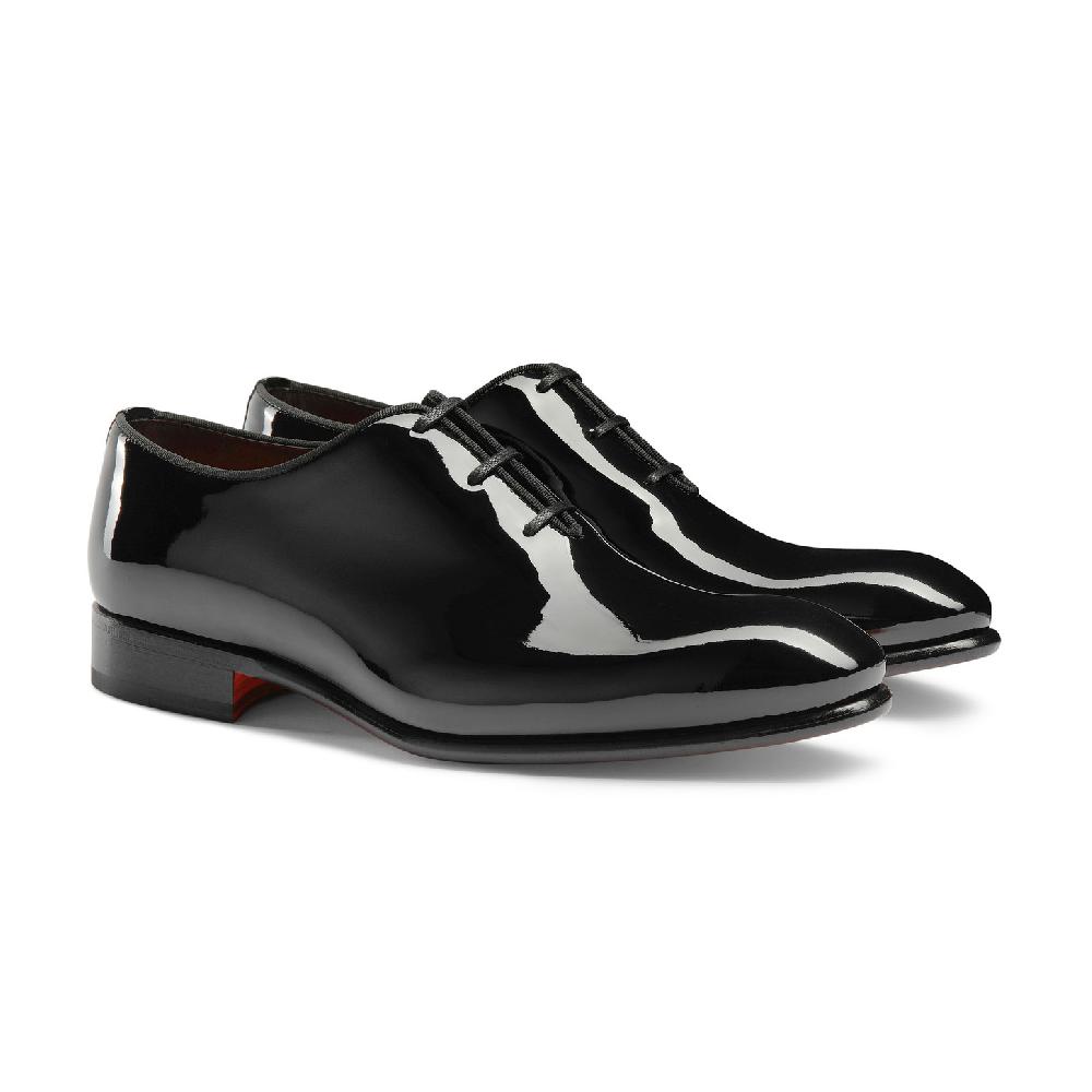 Santoni Stringata oxford da uomo in vernice nera Economico