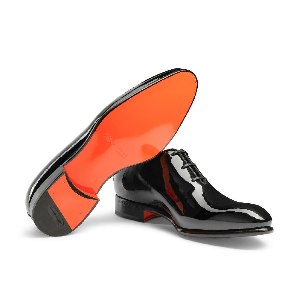 Santoni Stringata oxford da uomo in vernice nera Economico