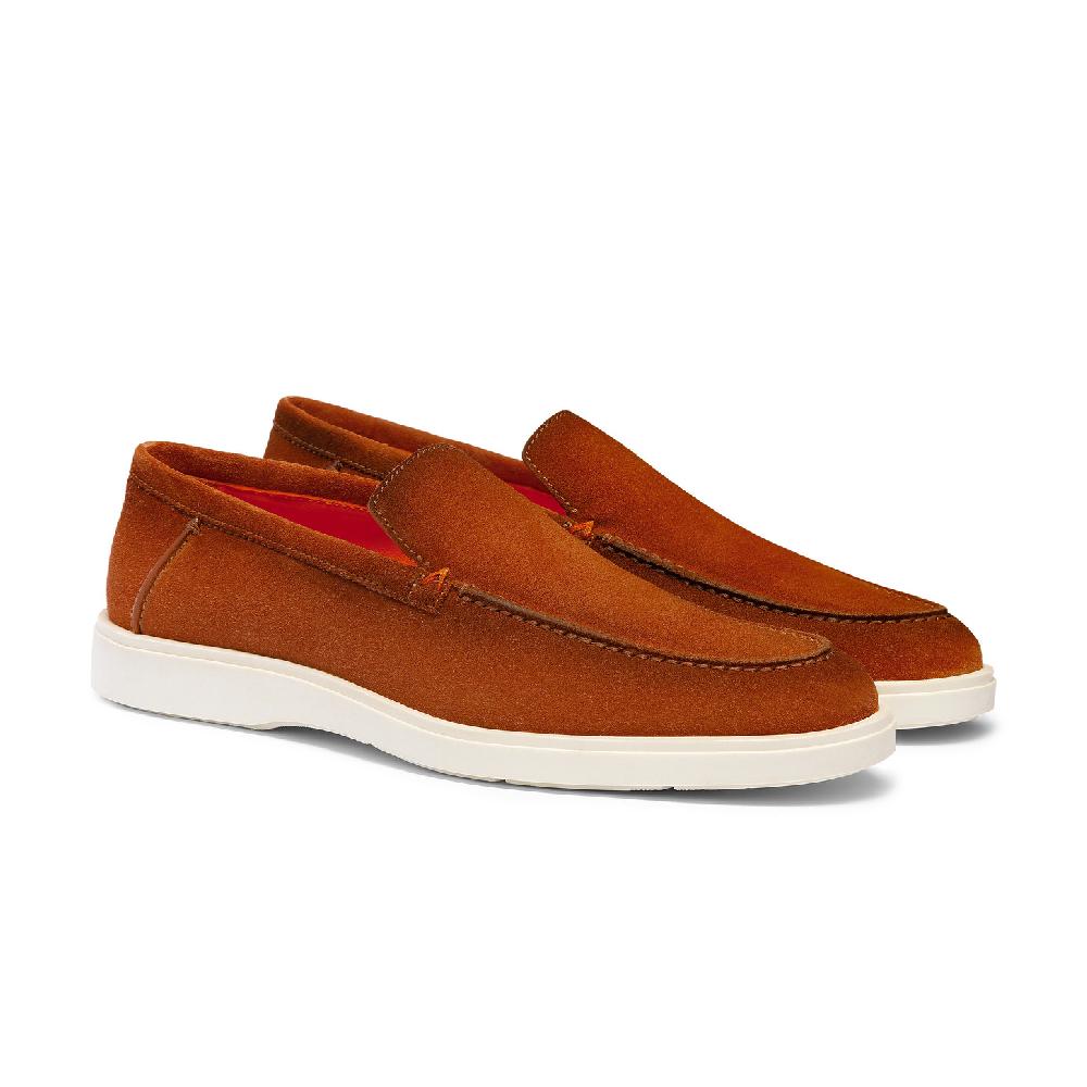 Santoni Mocassino da uomo in suede marrone Online