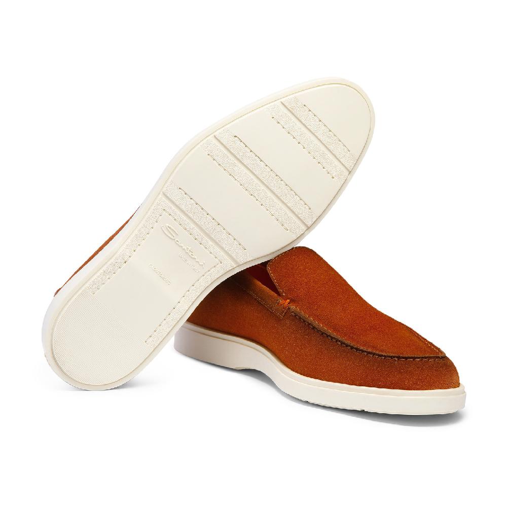 Santoni Mocassino da uomo in suede marrone Online