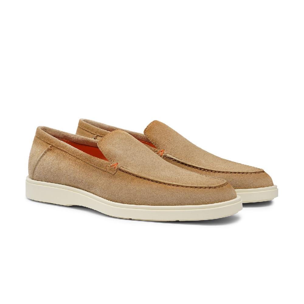 Santoni Mocassino da uomo in suede beige Offerte