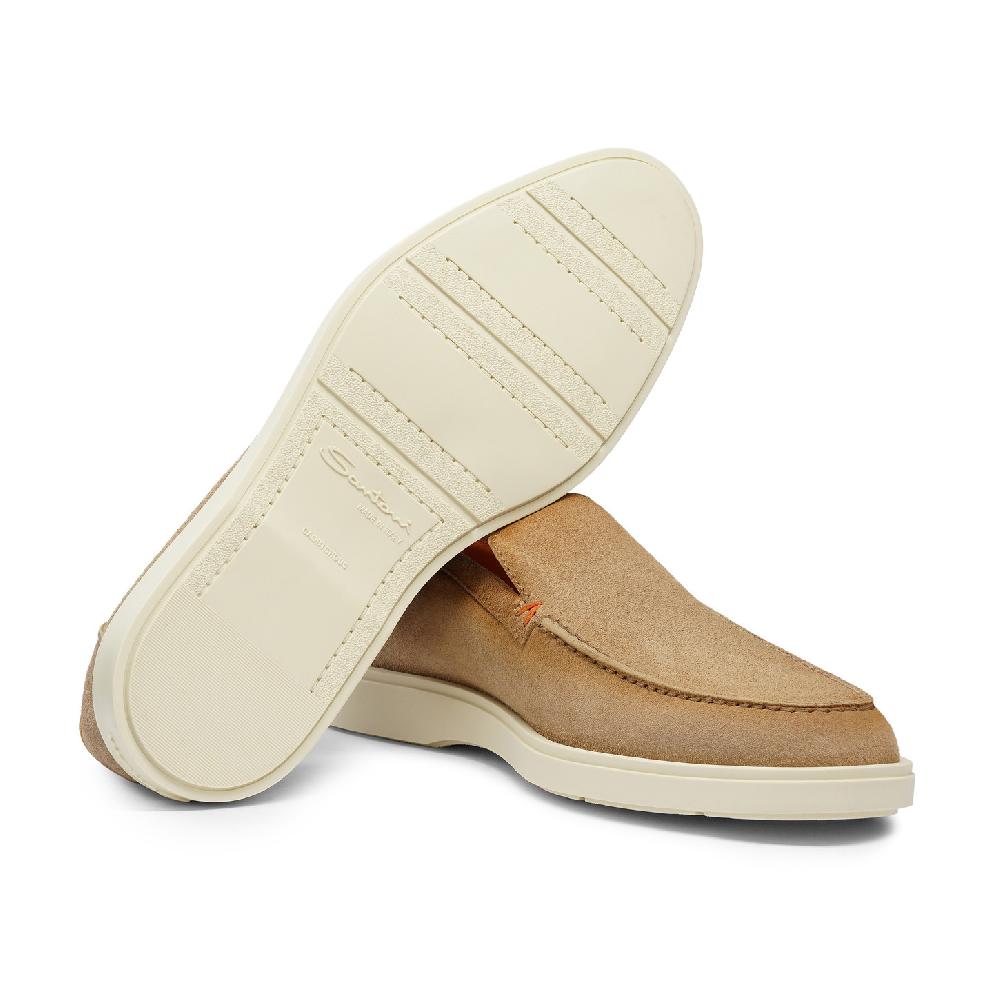 Santoni Mocassino da uomo in suede beige Offerte