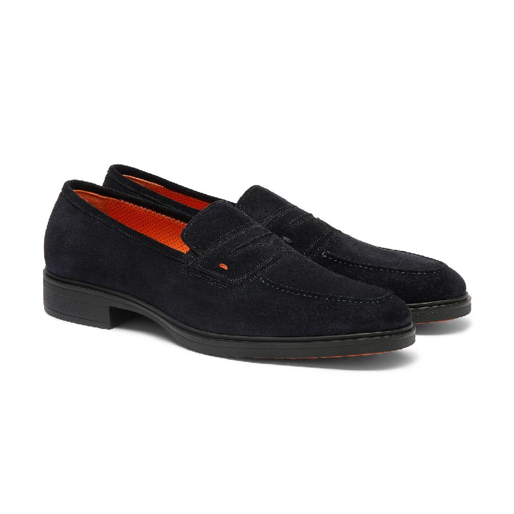 Santoni Mocassino Easy da uomo in suede blu Hotsell