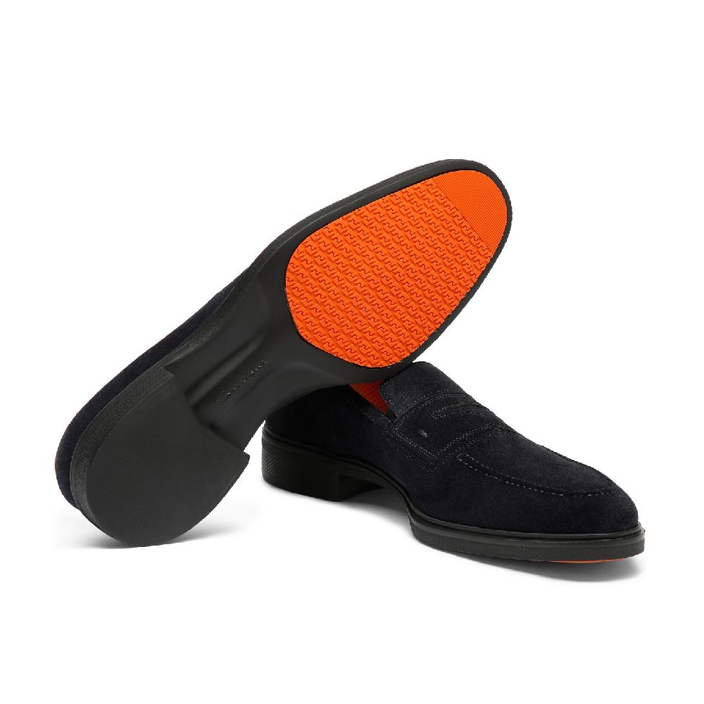 Santoni Mocassino Easy da uomo in suede blu Hotsell