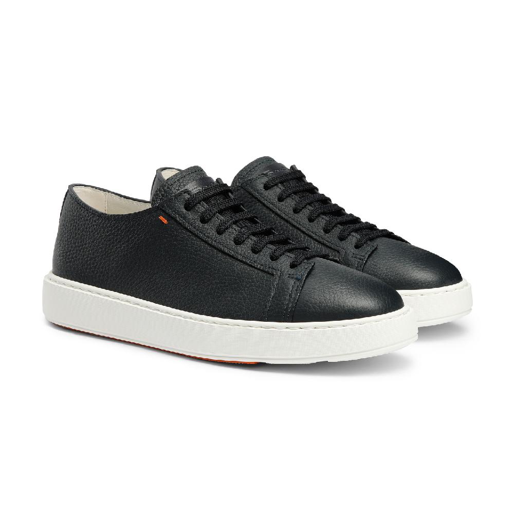 Santoni Sneaker da uomo in pelle bottalata blu Vendita Economica