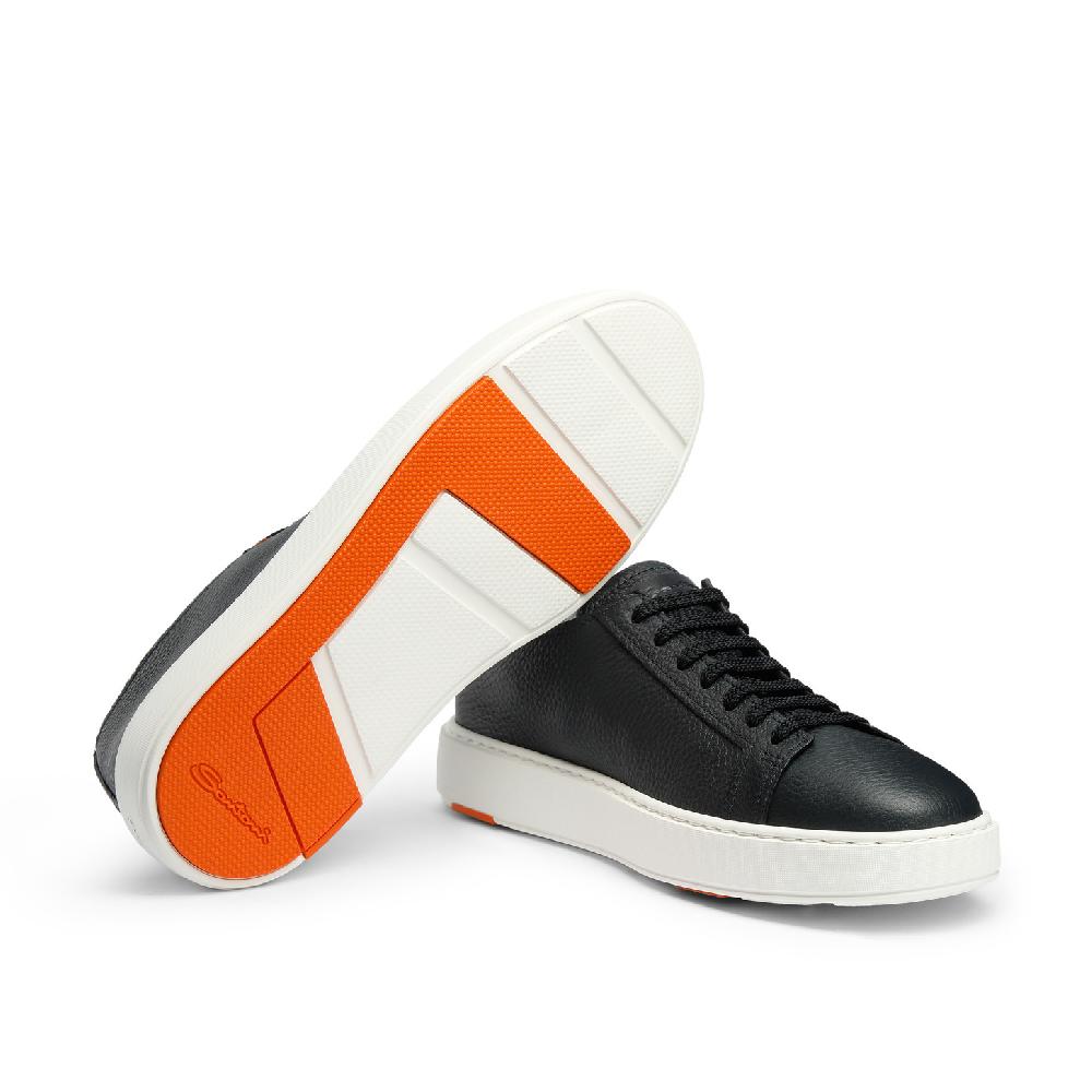 Santoni Sneaker da uomo in pelle bottalata blu Vendita Economica