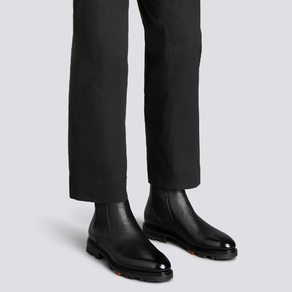 Santoni Stivaletto Chelsea da uomo in pelle nera I Più Venduti