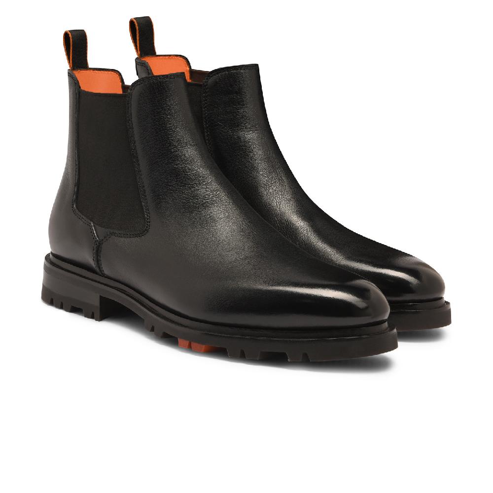 Santoni Stivaletto Chelsea da uomo in pelle nera I Più Venduti
