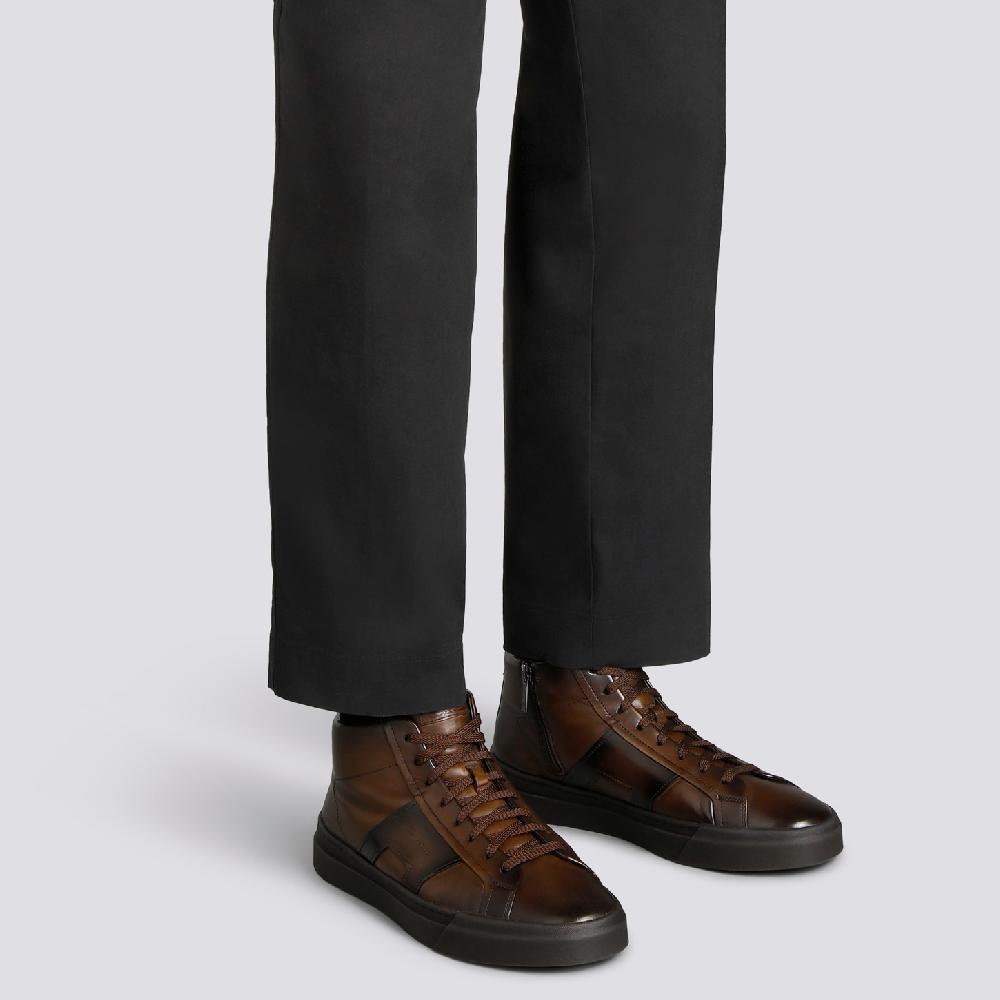 Santoni Double Buckle Sneaker da uomo in pelle testa di moro Negozio