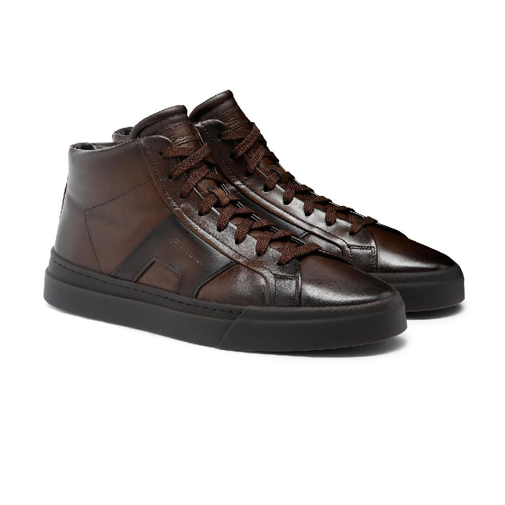 Santoni Double Buckle Sneaker da uomo in pelle testa di moro Negozio