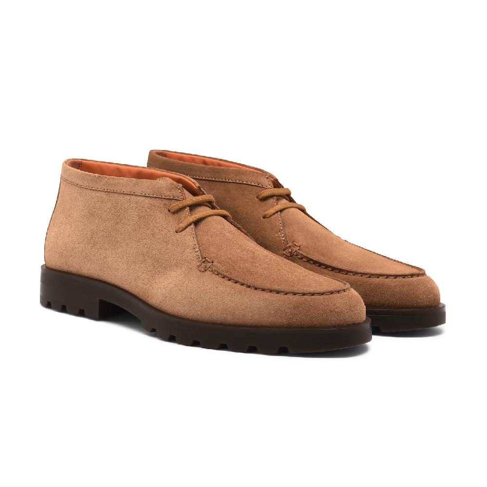 Santoni Stivaletto desert da uomo in suede marrone chiaro 2025