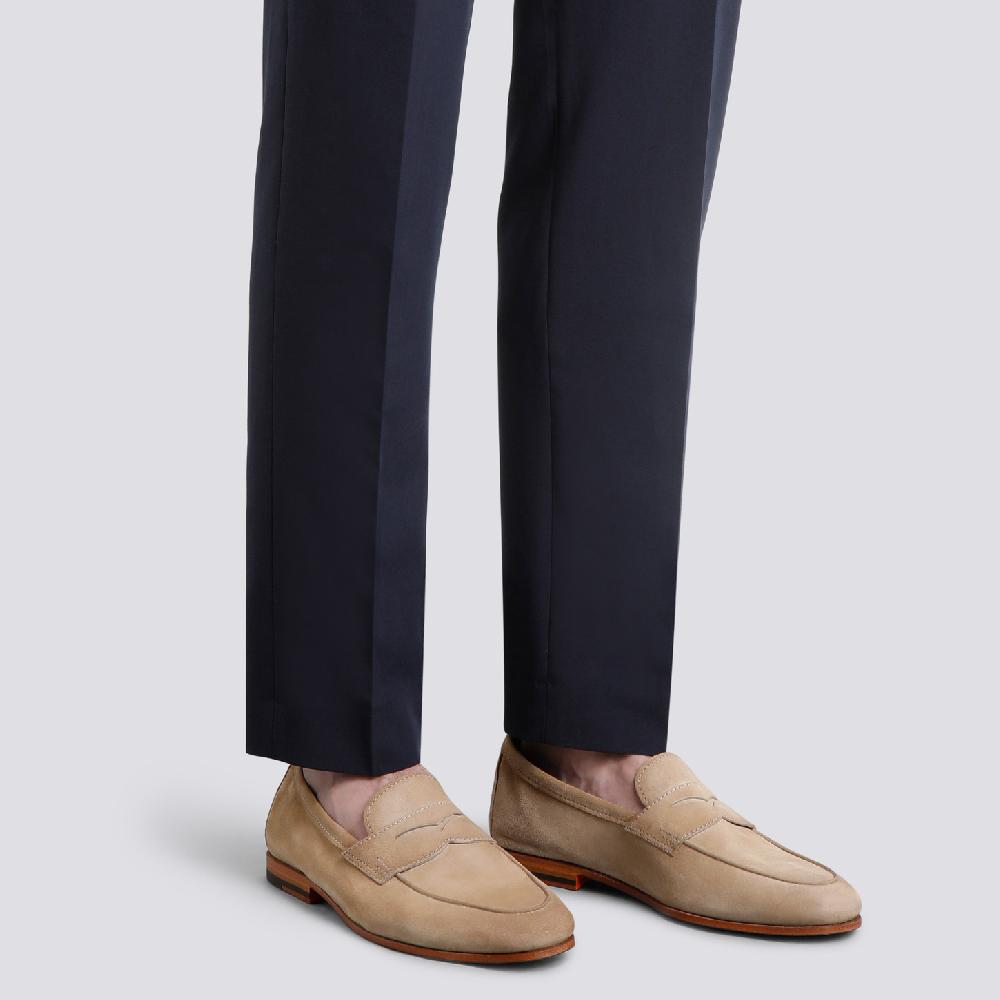 Santoni Mocassino Carlo da uomo in suede beige Italy