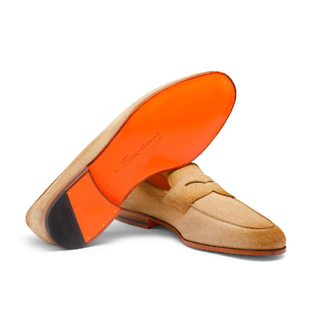 Santoni Mocassino Carlo da uomo in suede beige Italy