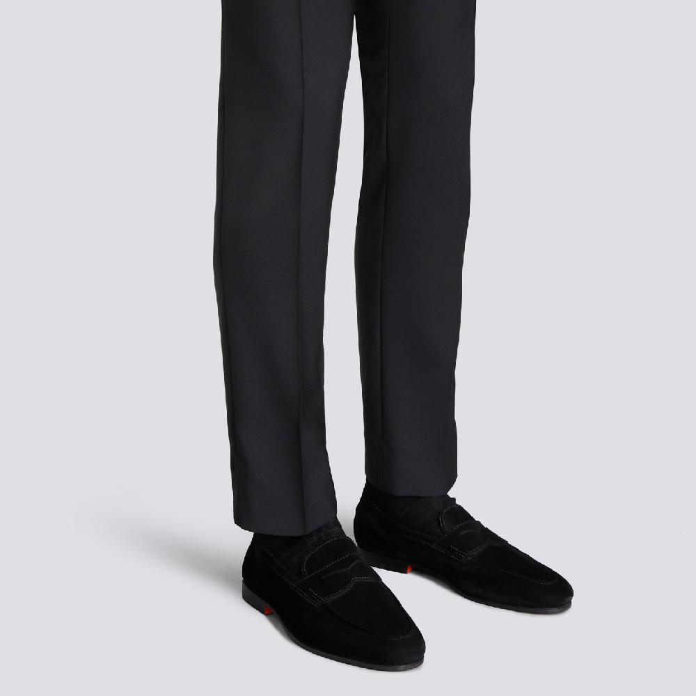 Santoni Mocassino Carlo da uomo in suede nero In Linea
