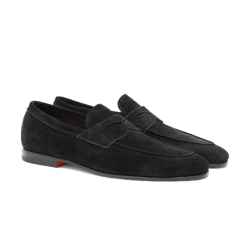 Santoni Mocassino Carlo da uomo in suede nero In Linea