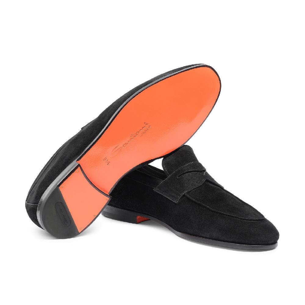 Santoni Mocassino Carlo da uomo in suede nero In Linea