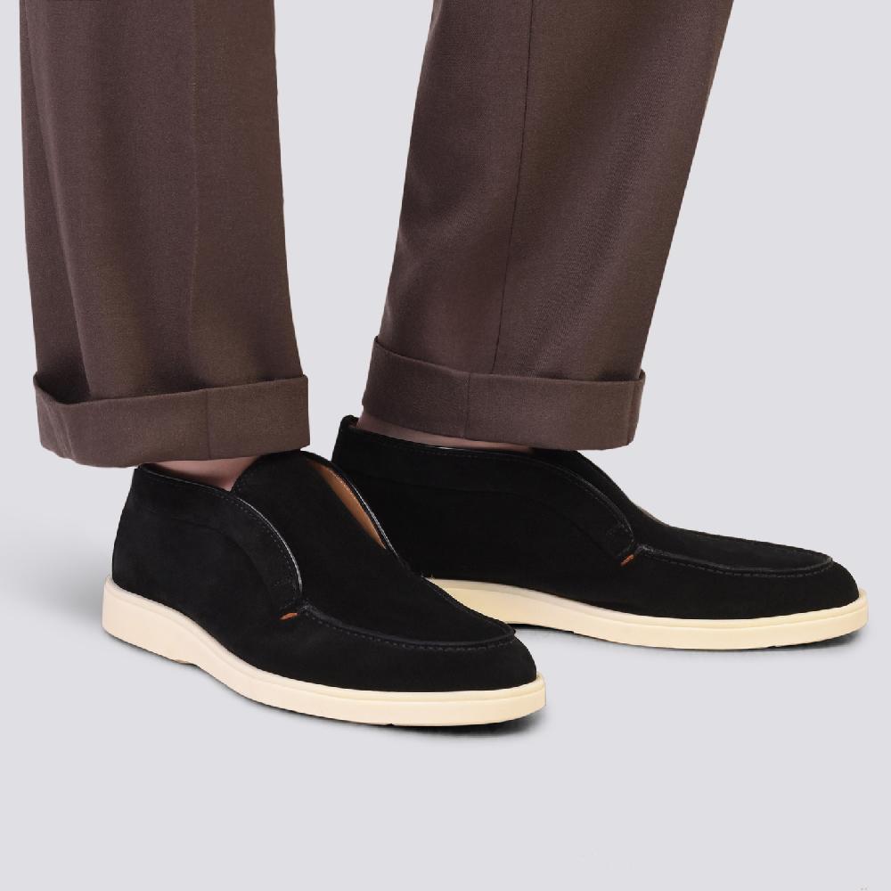Santoni Stivaletto desert da uomo in suede nero Nuovo