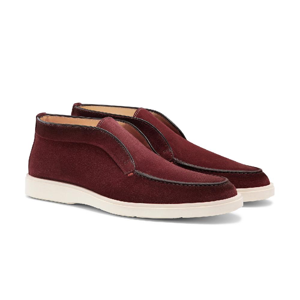 Santoni Stivaletto desert da uomo in suede bordeaux Qualità