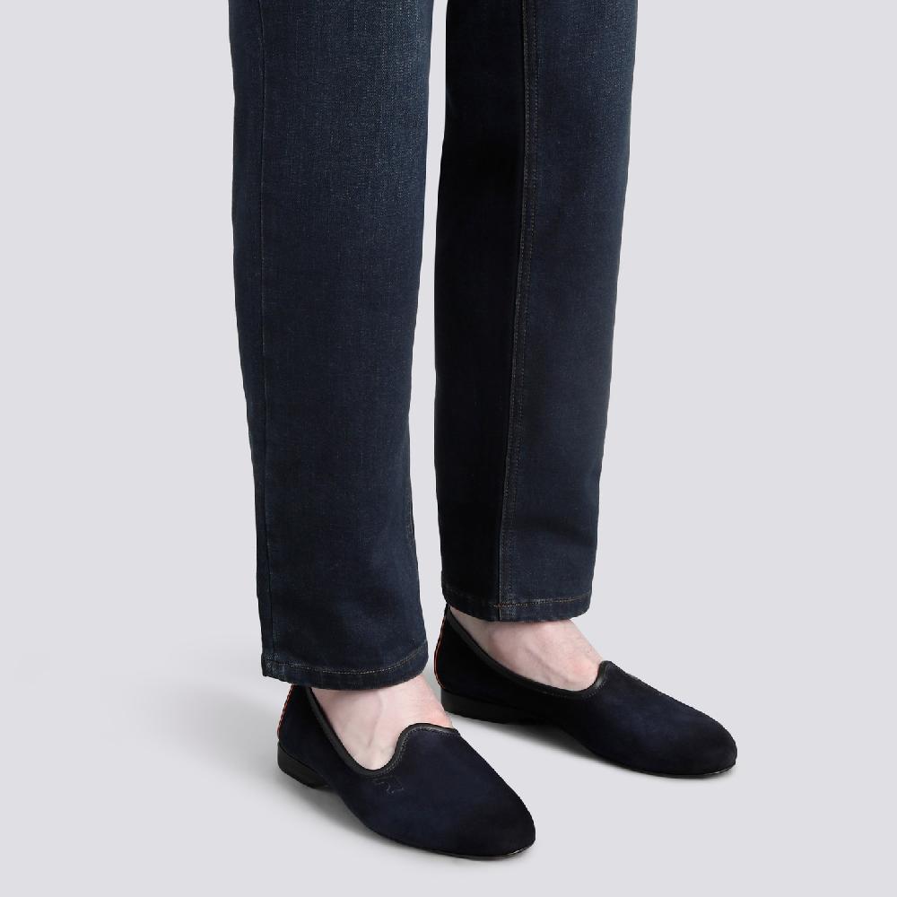 Santoni Mocassino da uomo in suede blu Promozione
