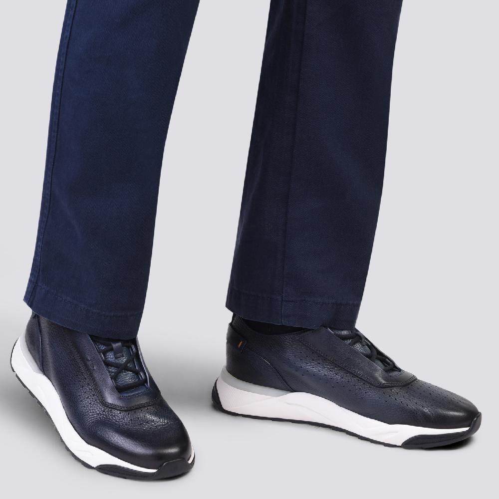 Santoni Sneaker da uomo in pelle blu Spedizione Gratuita