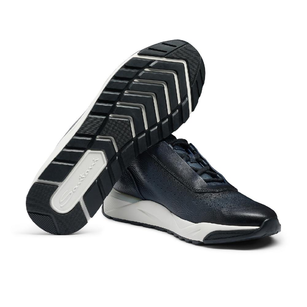Santoni Sneaker da uomo in pelle blu Spedizione Gratuita