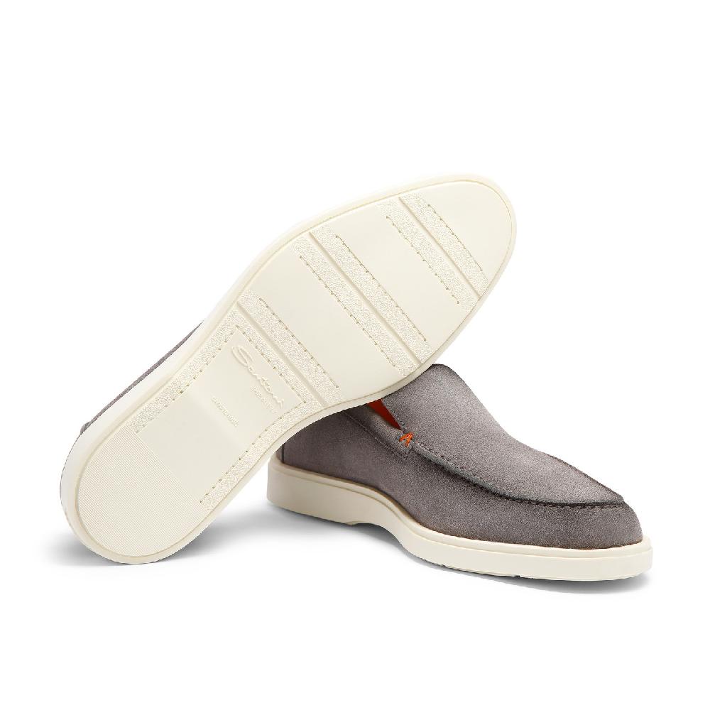 Santoni Mocassino da uomo in suede grigio Pezzi Unici