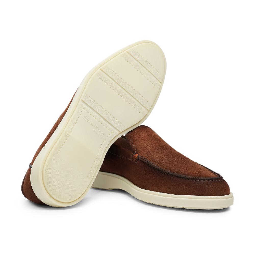 Santoni Mocassino da uomo in nabuk marrone Soddisfazione Garantita