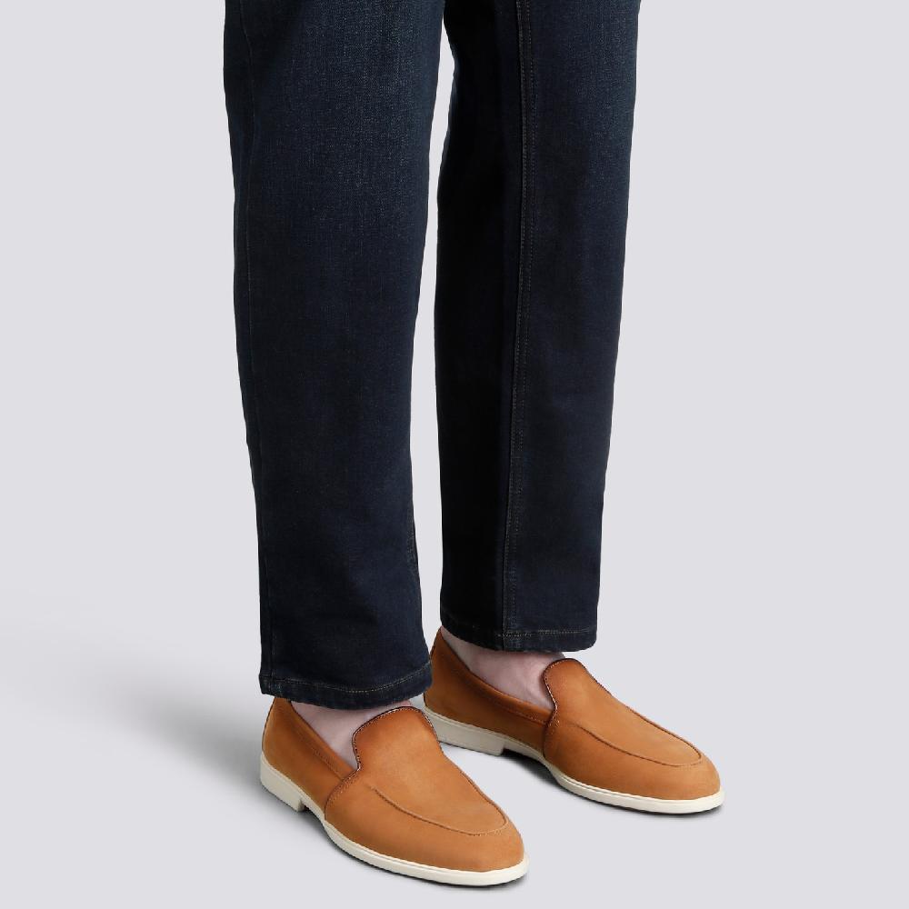 Santoni Mocassino da uomo in nabuck bottalato marrone Affare Del Giorno