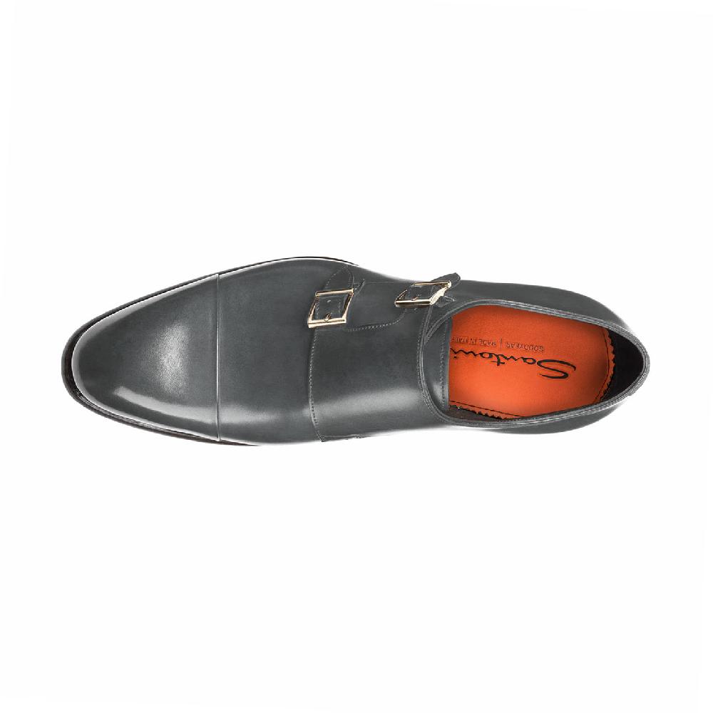 Santoni Doppia fibbia da uomo in pelle grigia Convenienza