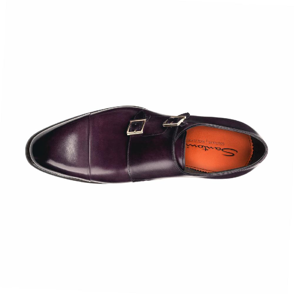 Santoni Doppia fibbia da uomo in pelle viola Novità