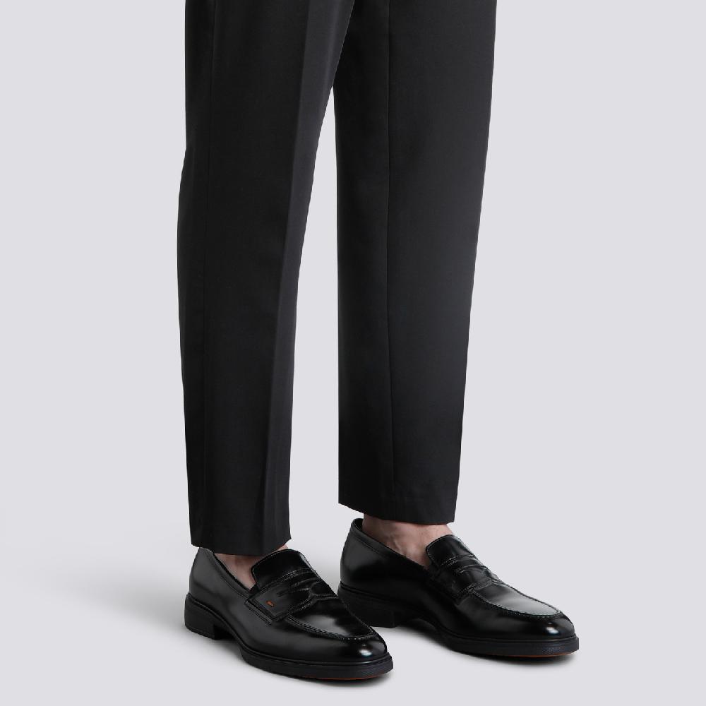 Santoni Mocassino Easy da uomo in pelle nera Sconto