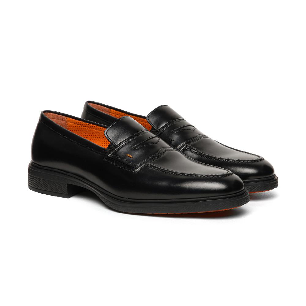 Santoni Mocassino Easy da uomo in pelle nera Sconto