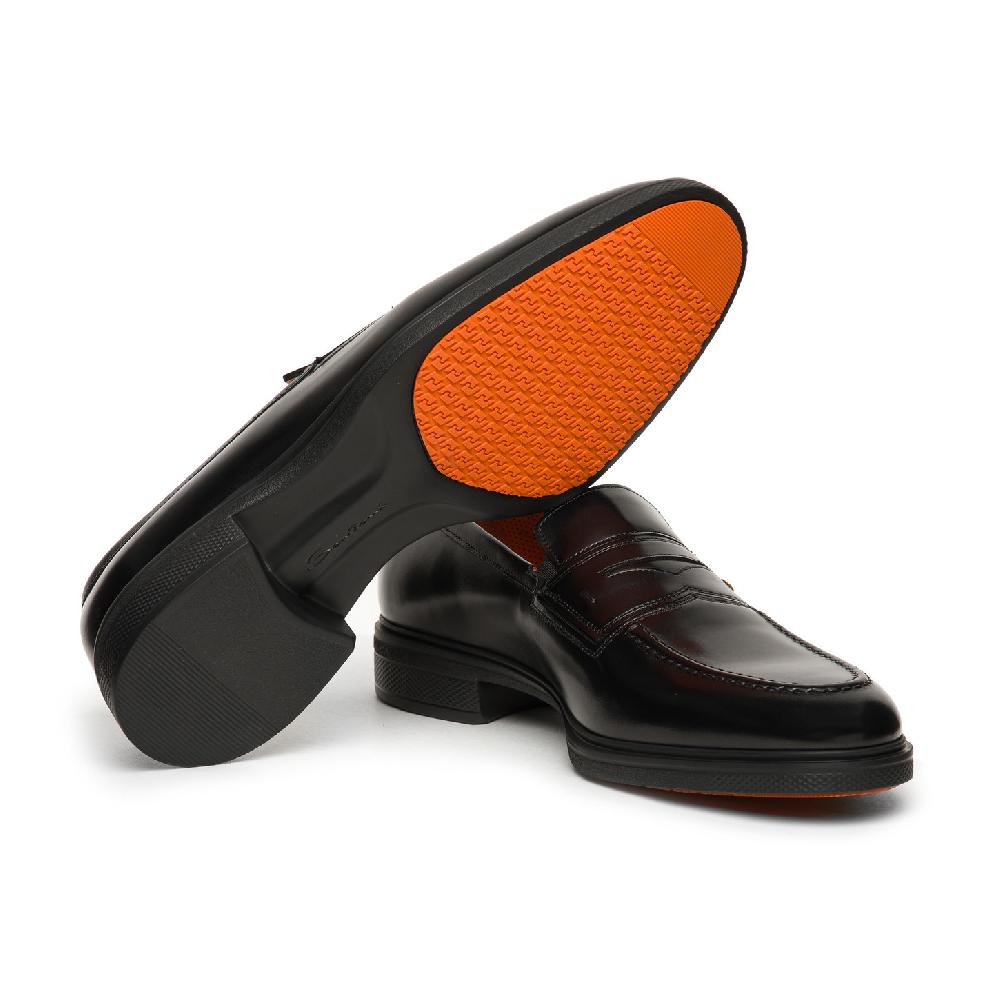 Santoni Mocassino Easy da uomo in pelle nera Sconto