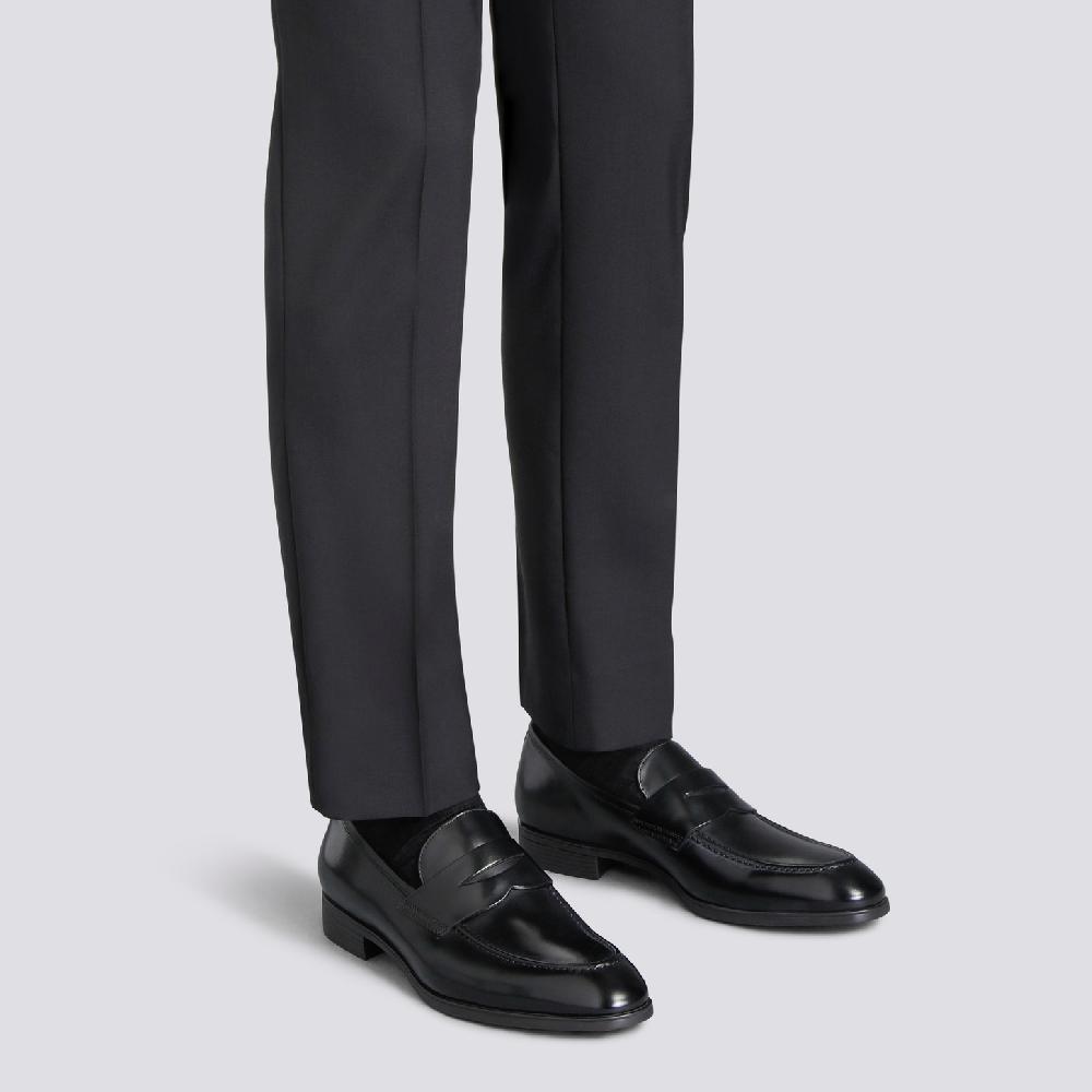 Santoni Mocassino penny da uomo in pelle nera Outlet