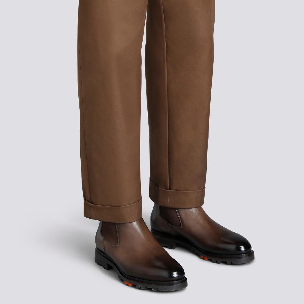 Santoni Stivaletto Chelsea da uomo in pelle testa di moro In Vendita