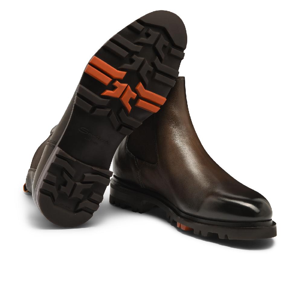 Santoni Stivaletto Chelsea da uomo in pelle testa di moro In Vendita