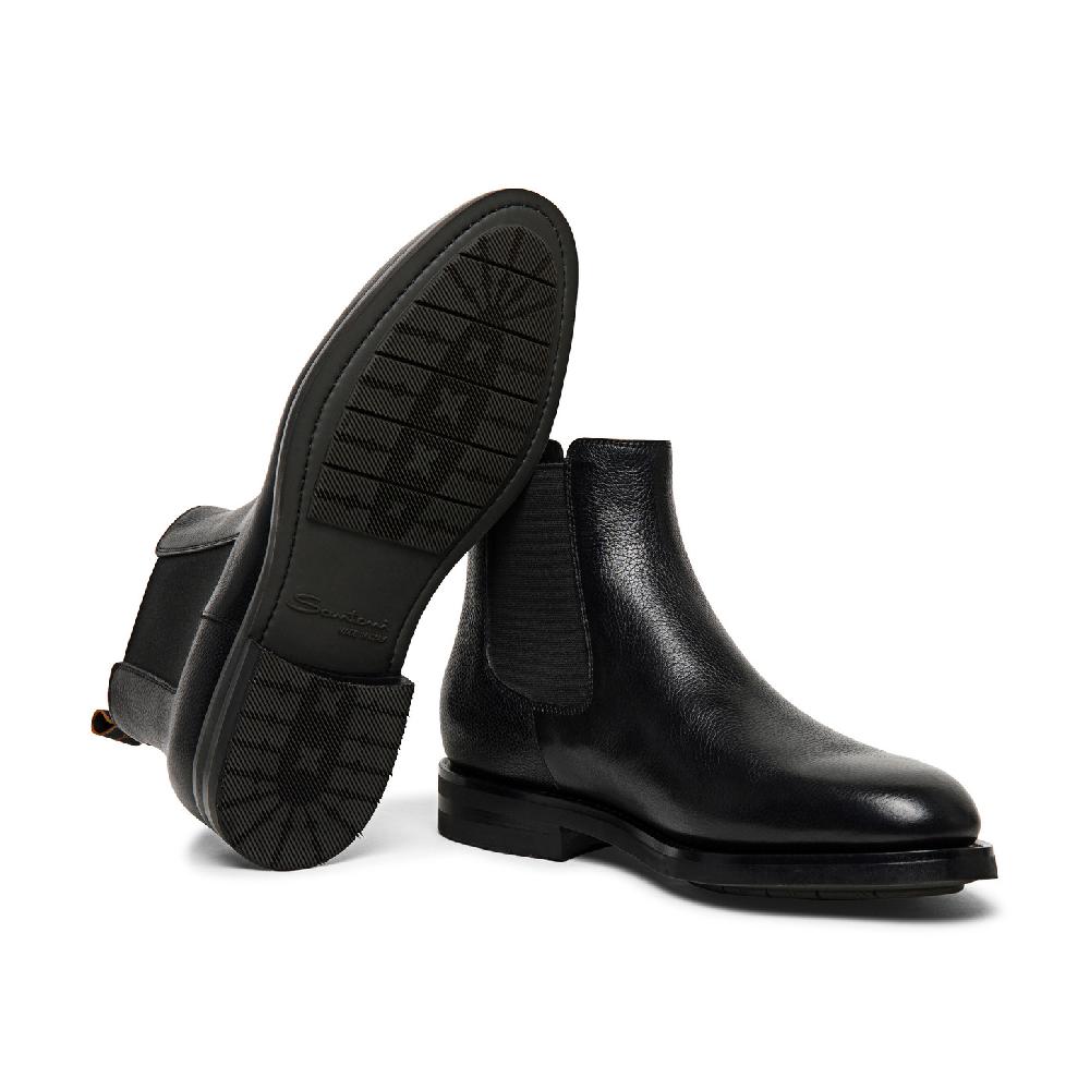 Santoni Stivaletto chelsea da uomo in pelle anticata nera I Più Venduti