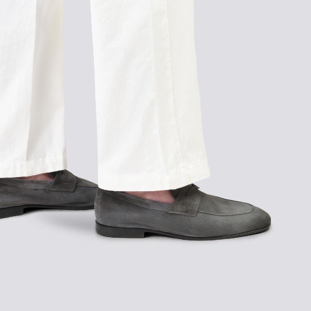 Santoni Mocassino Carlo da uomo in suede grigio Negozio