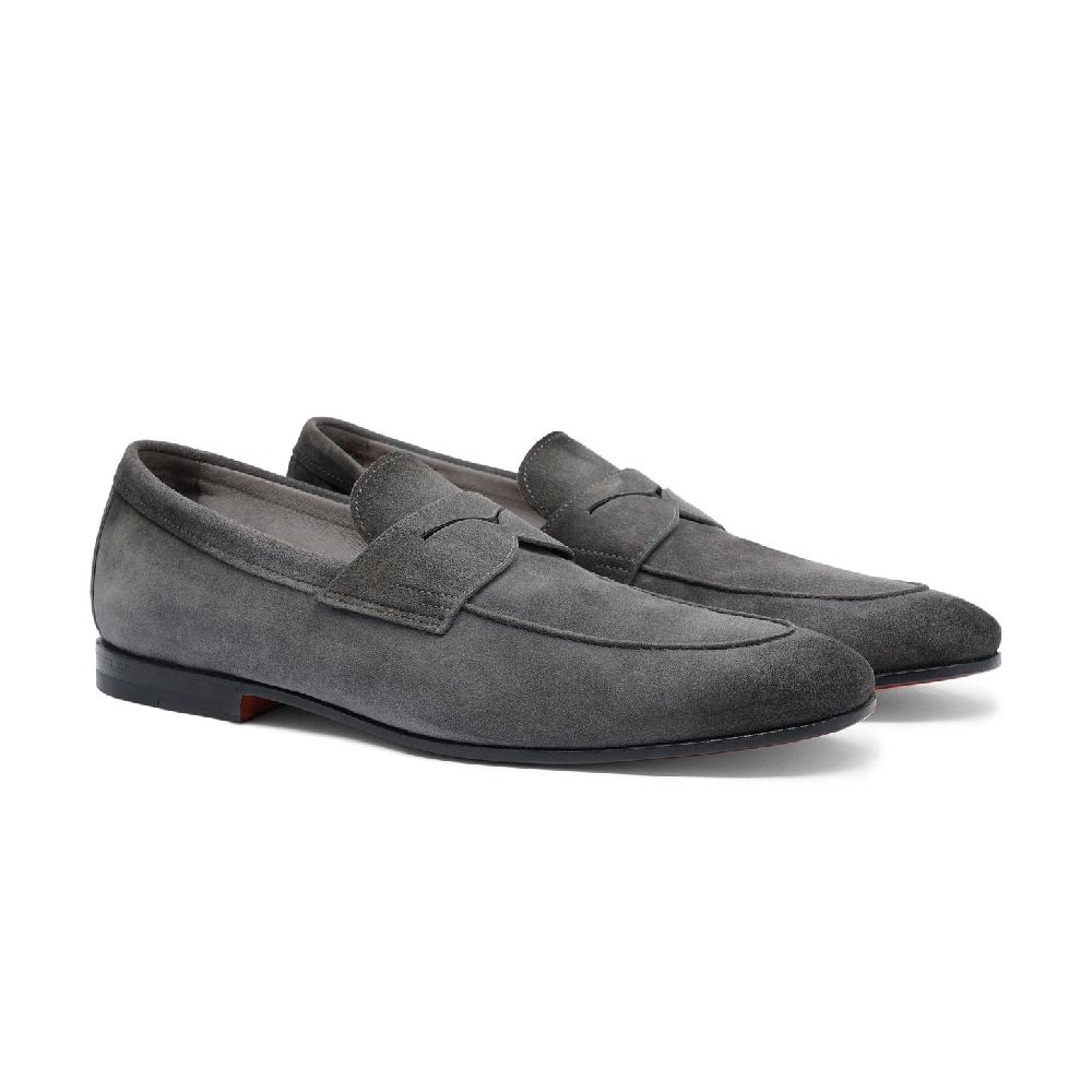 Santoni Mocassino Carlo da uomo in suede grigio Negozio