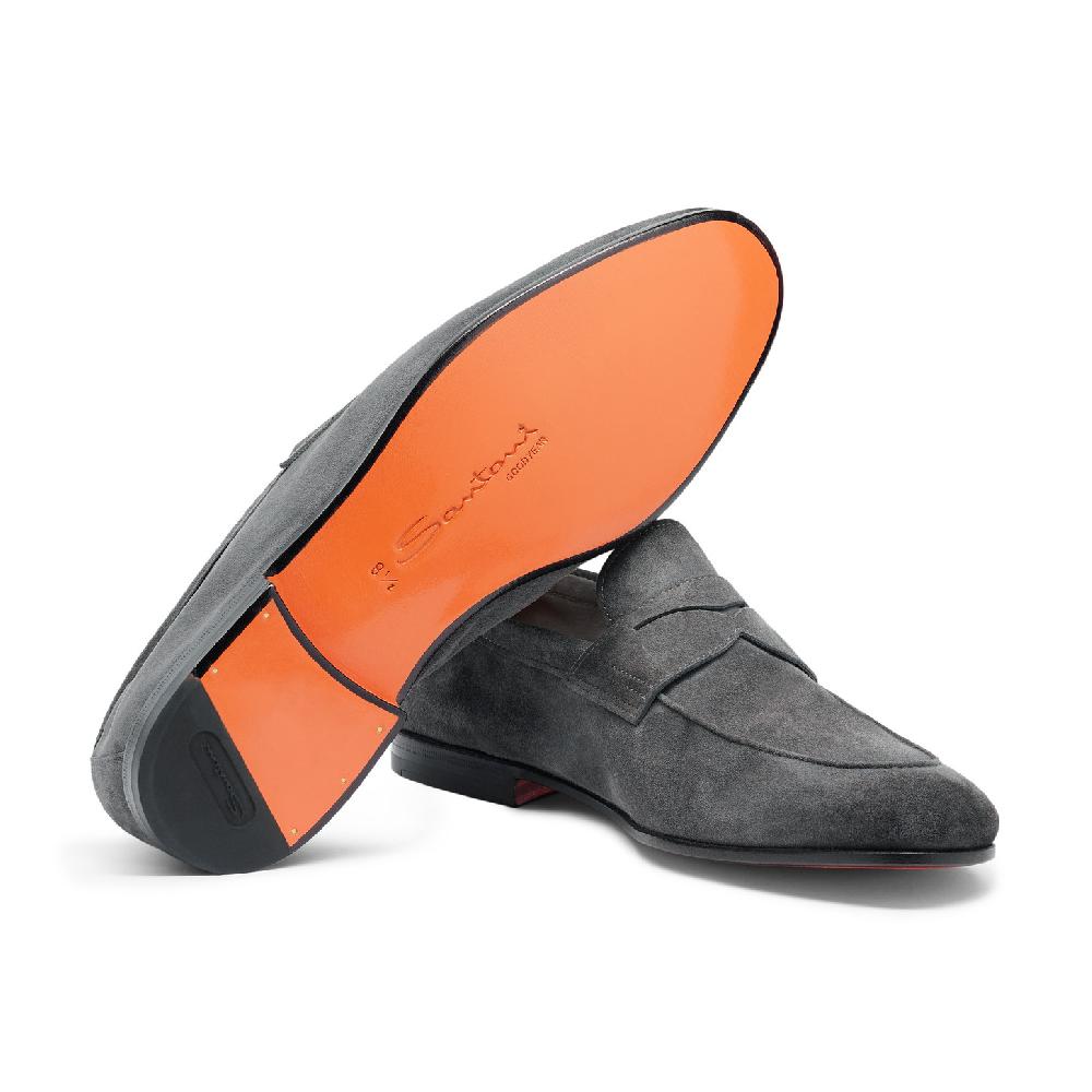 Santoni Mocassino Carlo da uomo in suede grigio Negozio