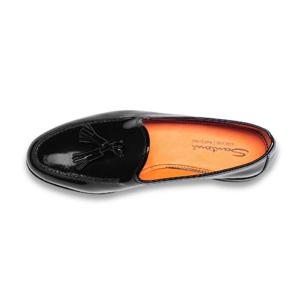Santoni Mocassino Andrea con nappe da uomo in vernice nera Moda