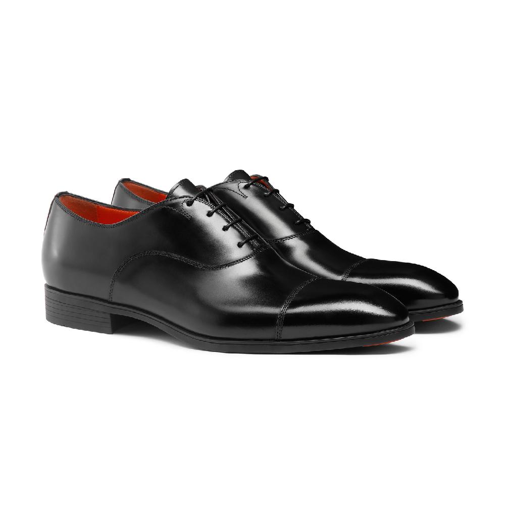 Santoni Stringata oxford da uomo in pelle nera 2025
