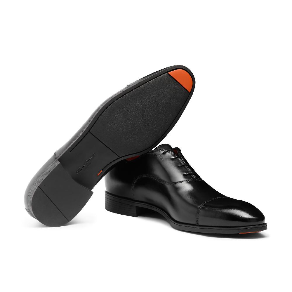 Santoni Stringata oxford da uomo in pelle nera 2025
