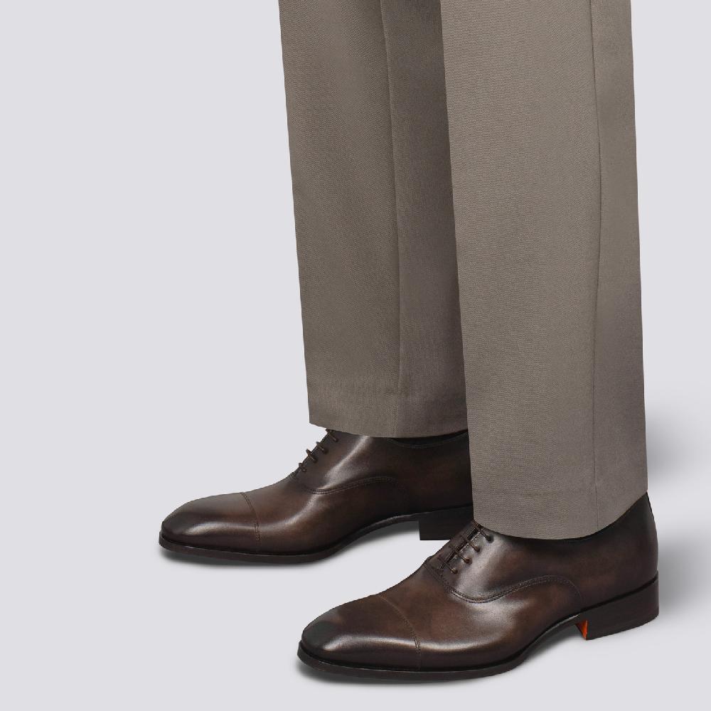 Santoni Stringata oxford da uomo in pelle anticata marrone Vendita