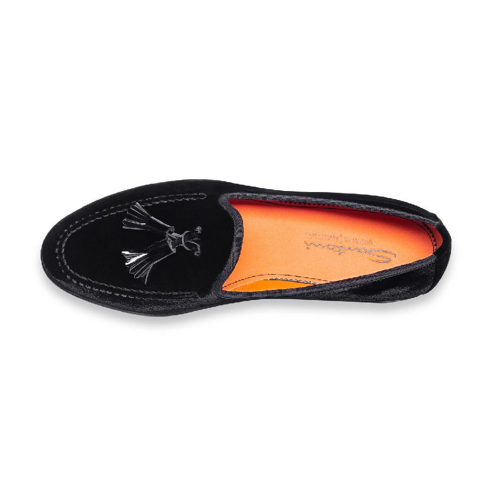 Santoni Mocassino Andrea con nappe da uomo in velluto nero Promozione