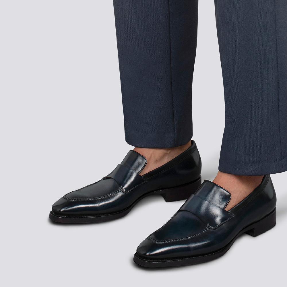 Santoni Mocassino penny Limited Edition da uomo in pelle blu Soddisfazione Garantita