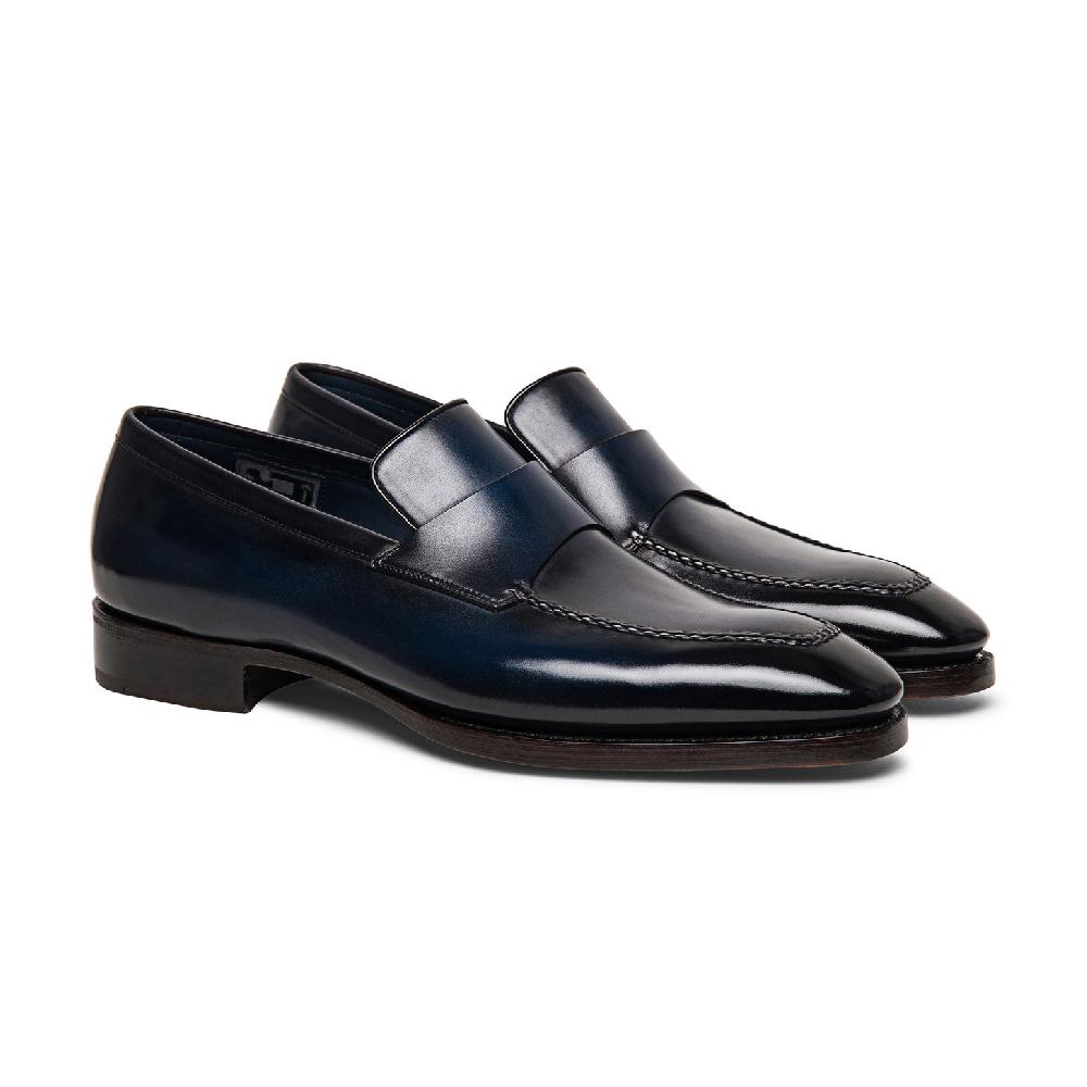 Santoni Mocassino penny Limited Edition da uomo in pelle blu Soddisfazione Garantita
