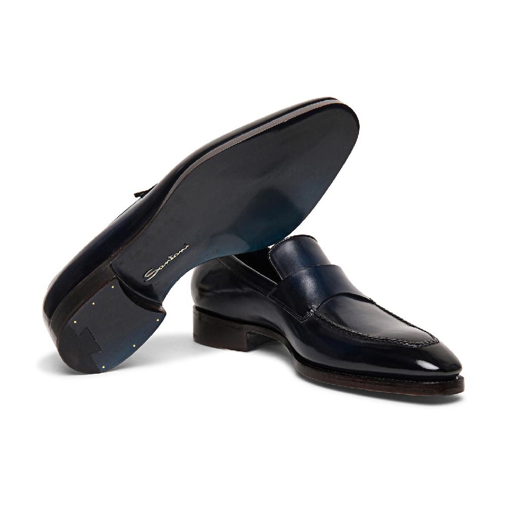 Santoni Mocassino penny Limited Edition da uomo in pelle blu Soddisfazione Garantita
