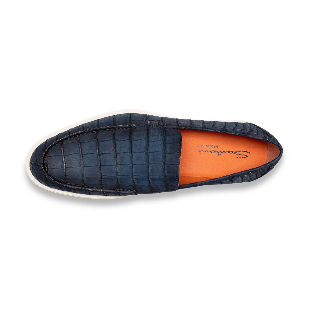 Santoni Mocassino da uomo in alligatore blu Negozi Online