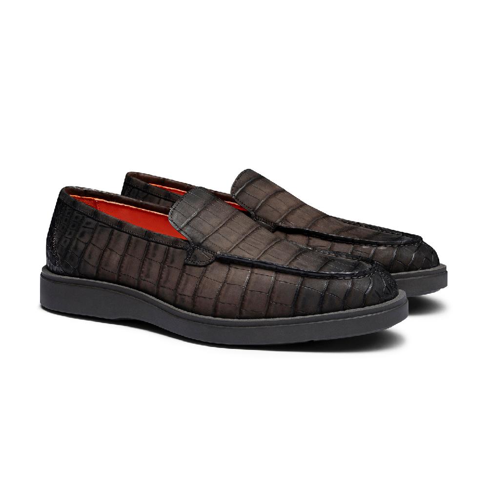 Santoni Mocassino da uomo in alligatore testa di moro Acquista Ora